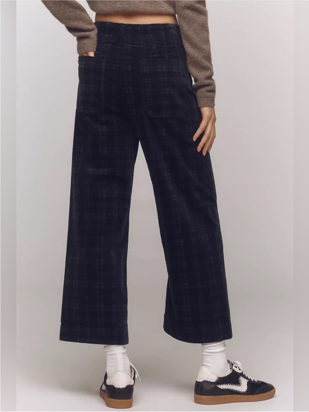 Anthropologie Collette Wide Leg Plaid Cropped Pants